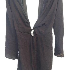 Black Long Sleeve Wrap Dress